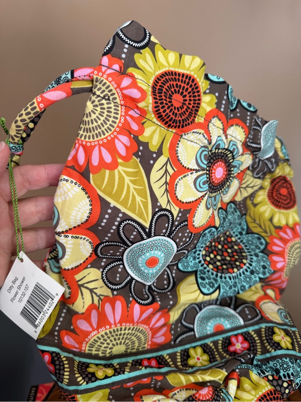 Vera Bradley NWT Floral Lined Ditty Bag Drawstring Travel Wet Pouch